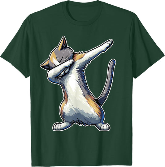 Dabbing Cat Funny Meme Cool Dab Pose Dance Move Feline Lover Men Women Kids T-Shirt - T-Shirt | Forest