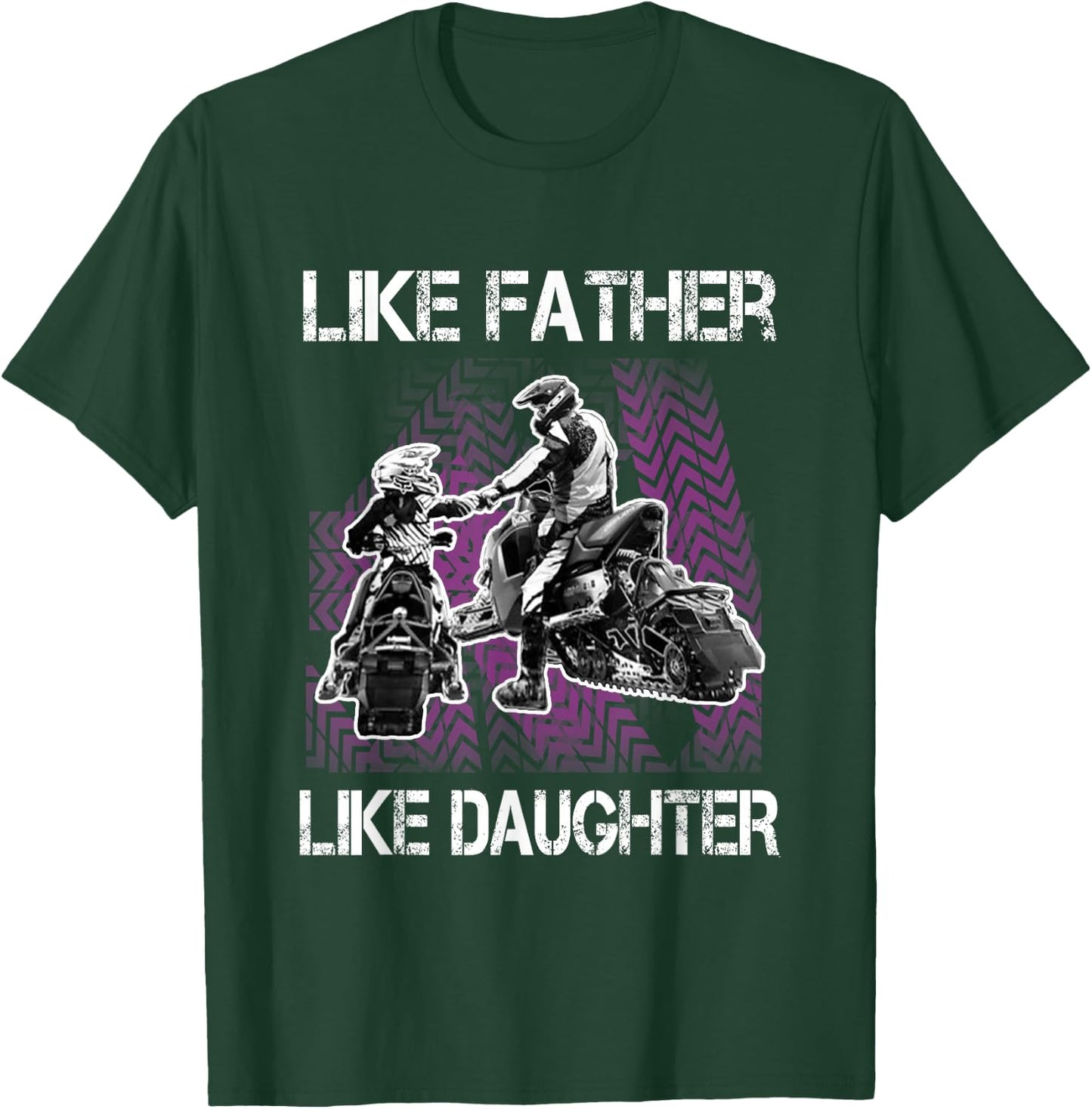 Snowmobile Father and Daughter T Shirt Girls Snowcross T-Shirt - T-Shirt | Forest