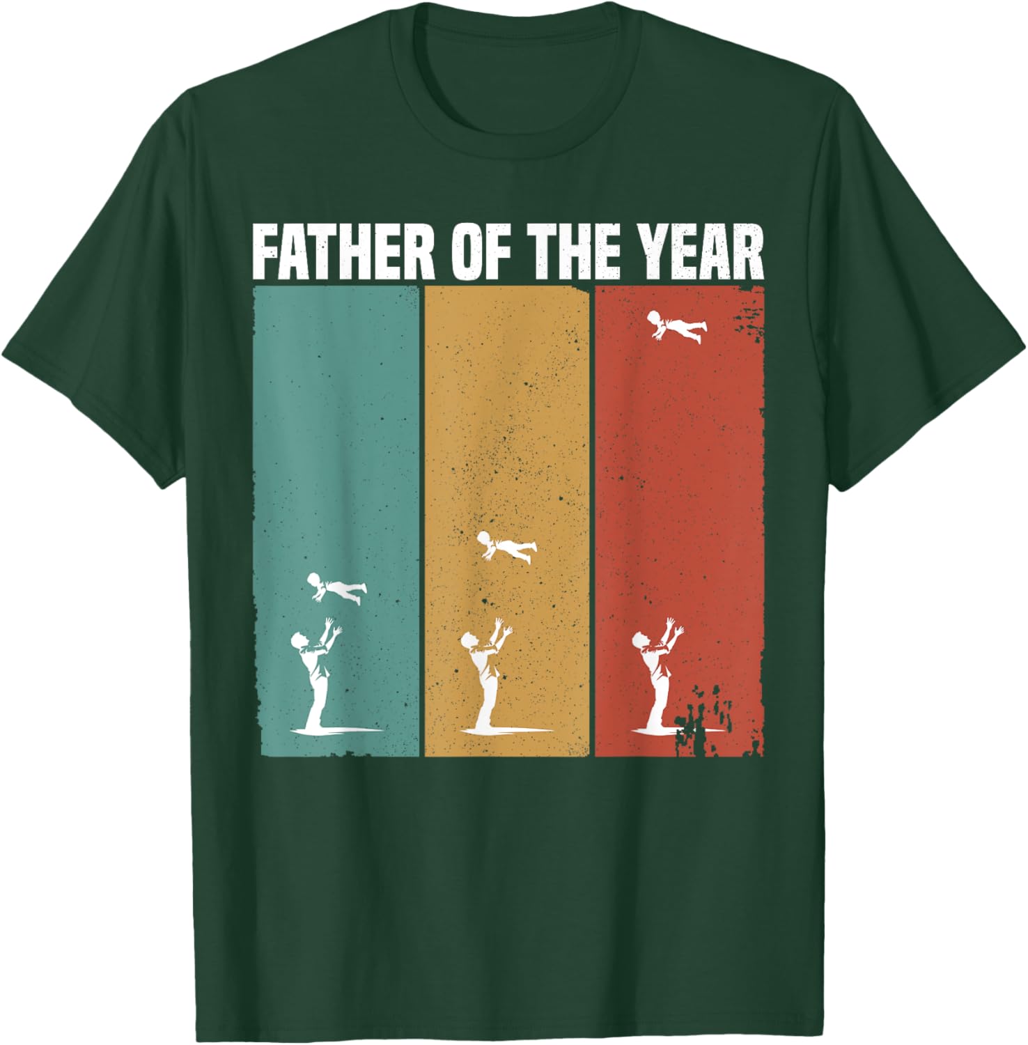 Father Of The Year Funny Dad Throwing Child In Sky Vintage T-Shirt - T-Shirt | Forest