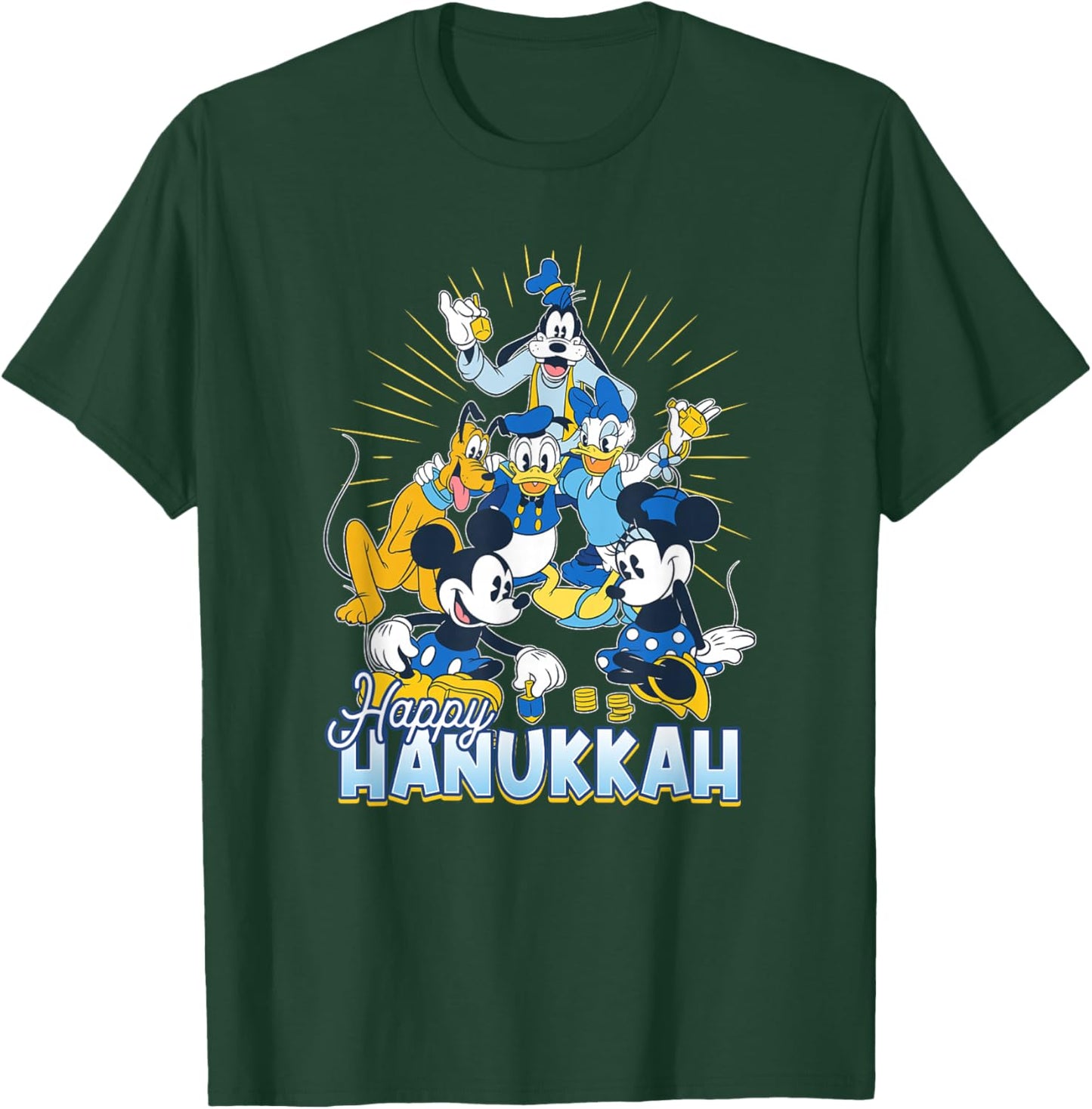 Disney Mickey and Friends Happy Hanukkah Dreidel T-Shirt - T-Shirt | Forest