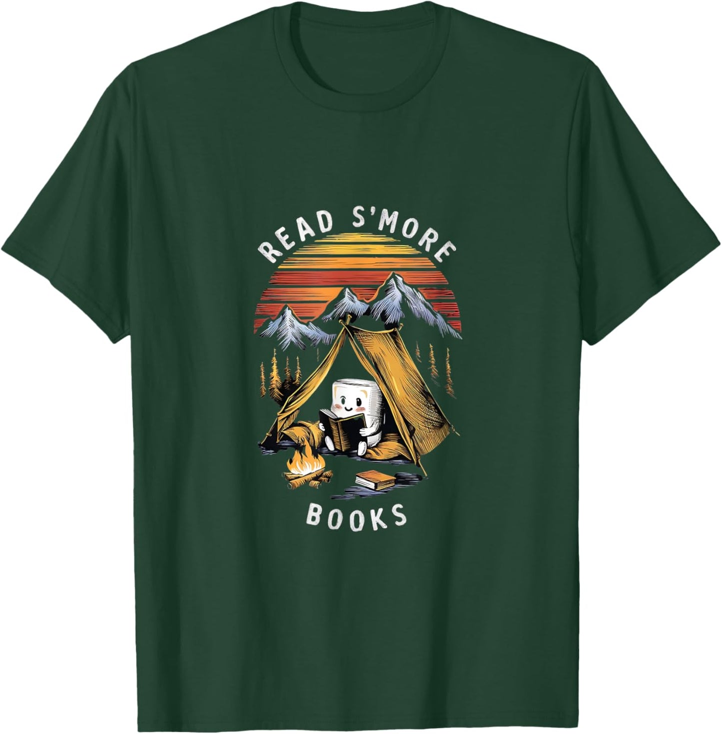Read S'more Books Camping Outdoors Travel Campfire Smores T-Shirt - T-Shirt | Forest