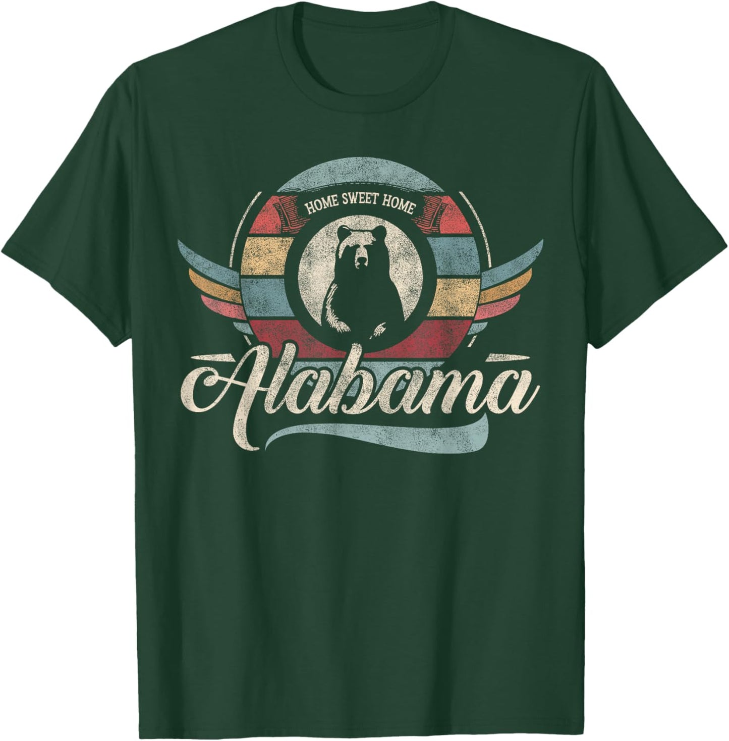Vintage Alabama retro cool state sweet home black cute bear T-Shirt - T-Shirt | Forest