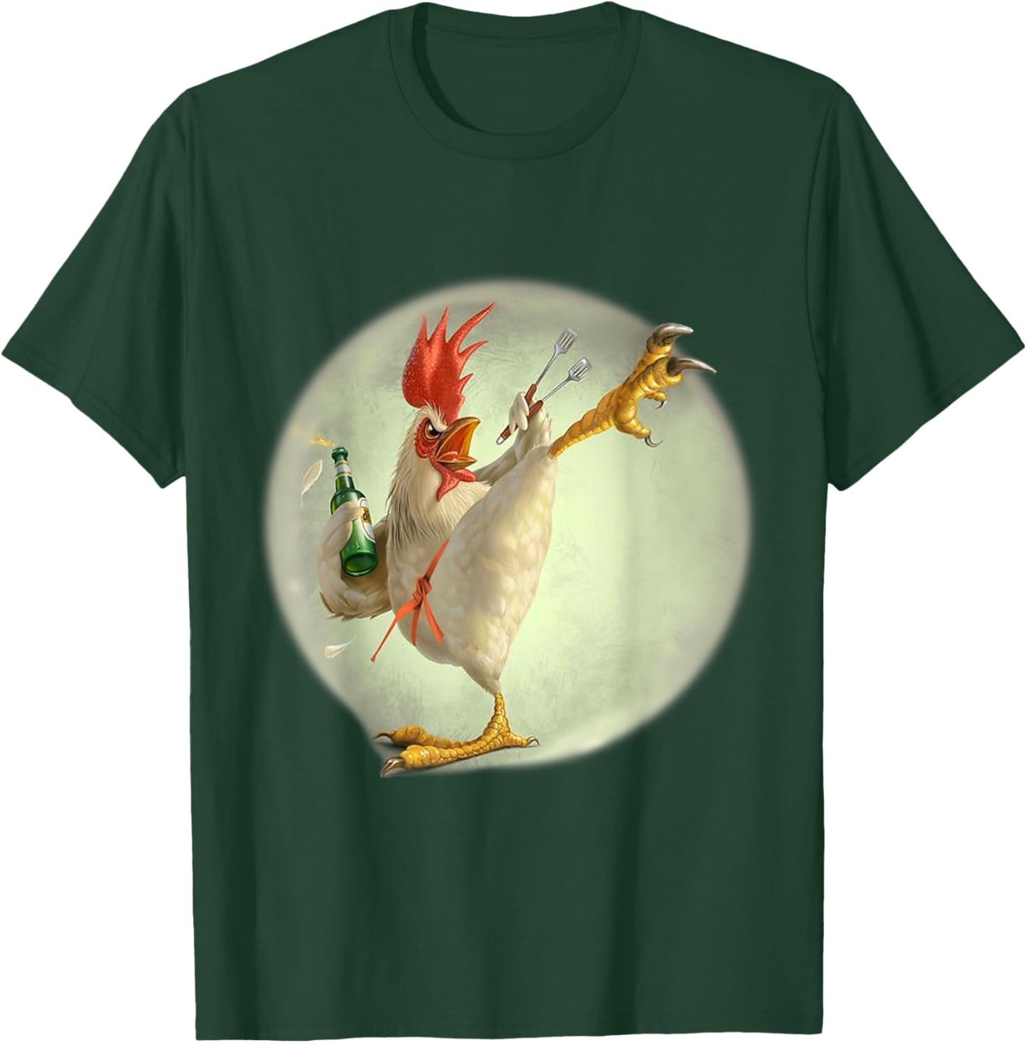 Eagerlys Funny Chicken Kungfu Art Drinking Drunk - Rooster T-Shirt - T-Shirt | Forest