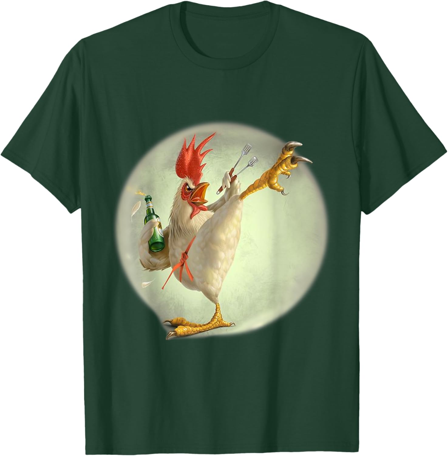 Eagerlys Funny Chicken Kungfu Art Drinking Drunk - Rooster T-Shirt - T-Shirt | Forest