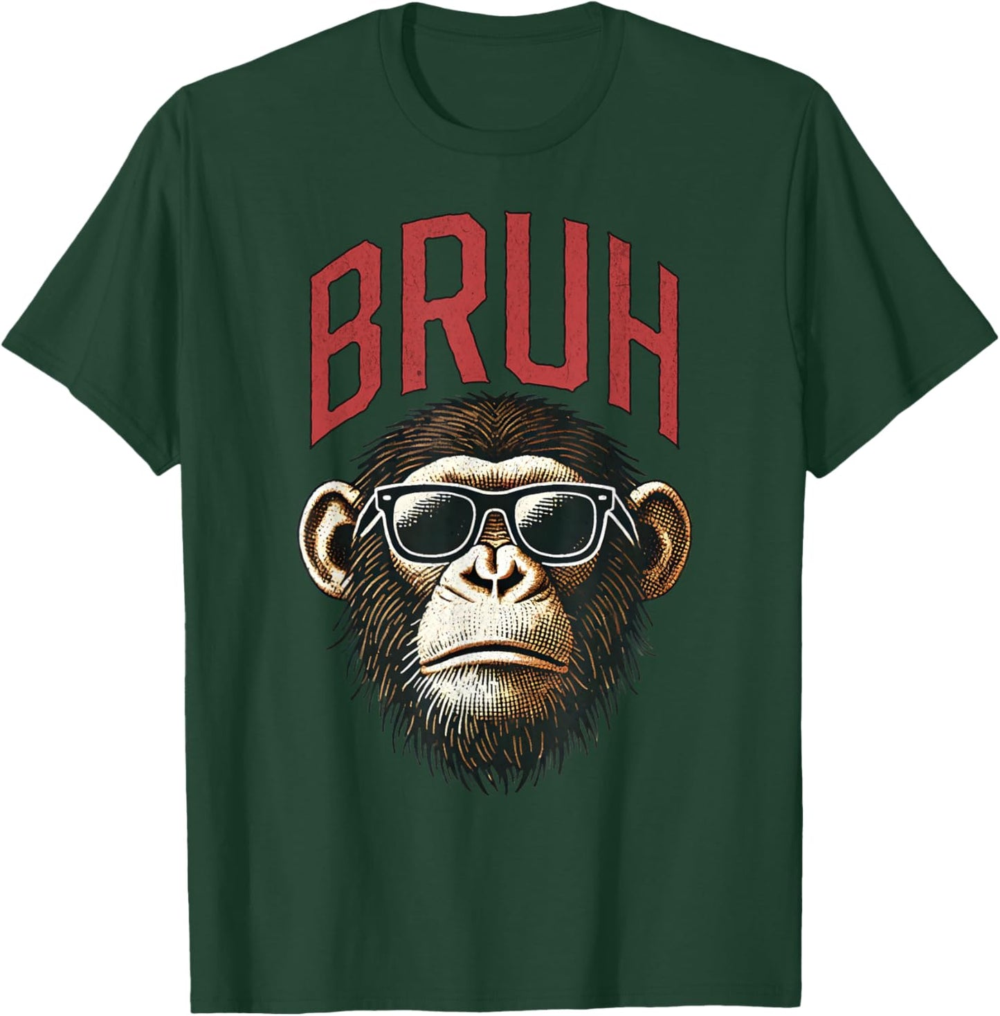 Vintage Style Bruh Chimpanzee Funny Boys Kids Teen Sayings T-Shirt - T-Shirt | Forest