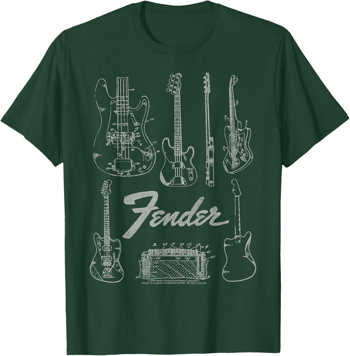 Fender Guitars & Amp Logo T-Shirt - T-Shirt | Forest
