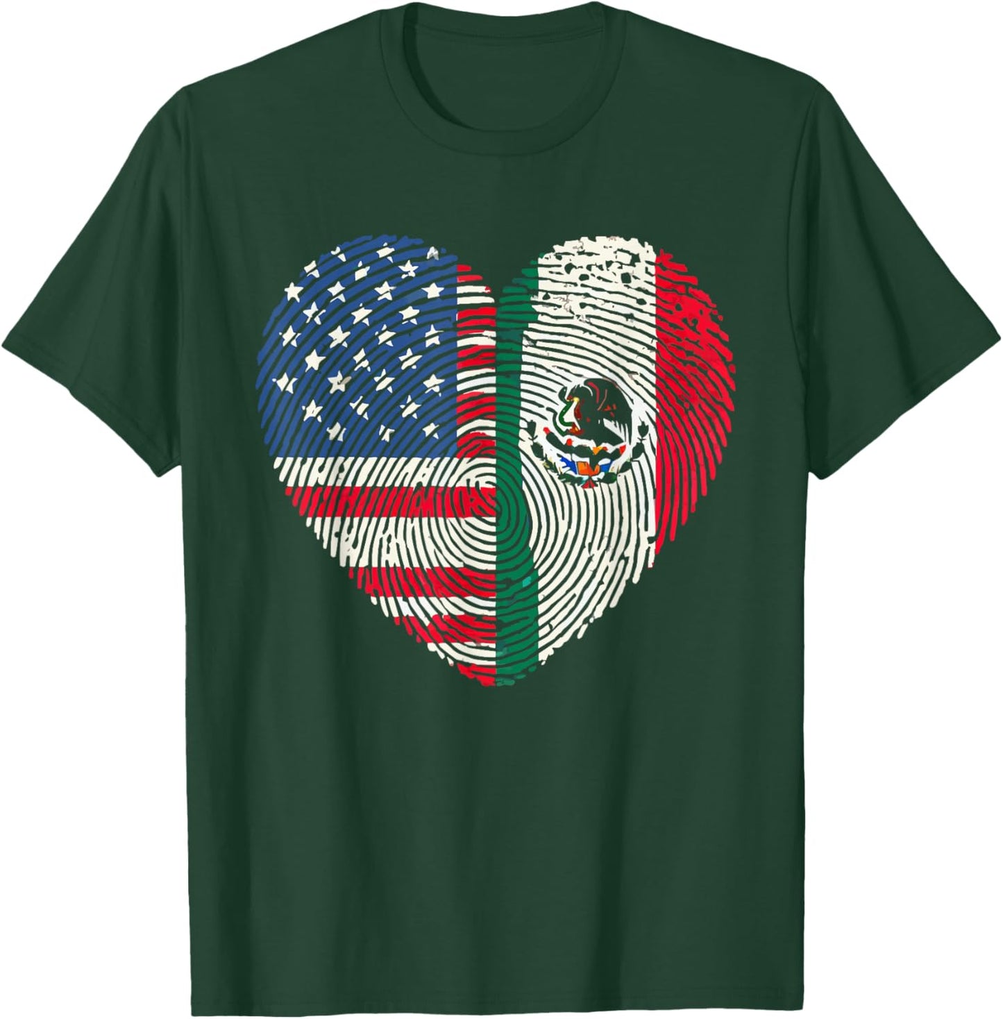 Half Mexican Half American USA Flag Mexico America T-Shirt - T-Shirt | Forest