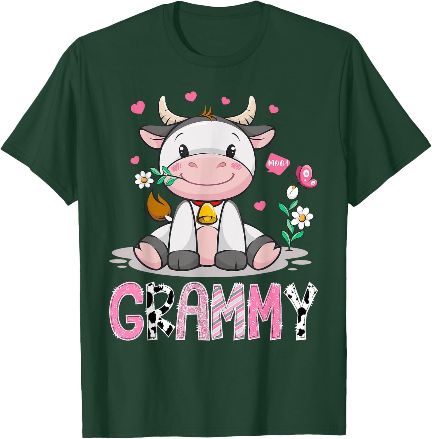 Grammy Cute Cow Moo Farmer Birthday Family Matching T-Shirt - T-Shirt | Forest