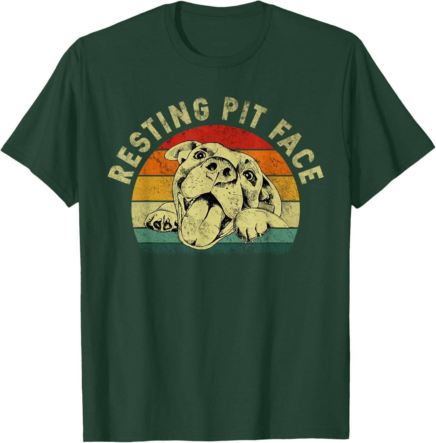 Retro Vintage Resting Pit Face Pitbull Funny Dog Lovers Gift Women T-Shirt - T-Shirt | Forest