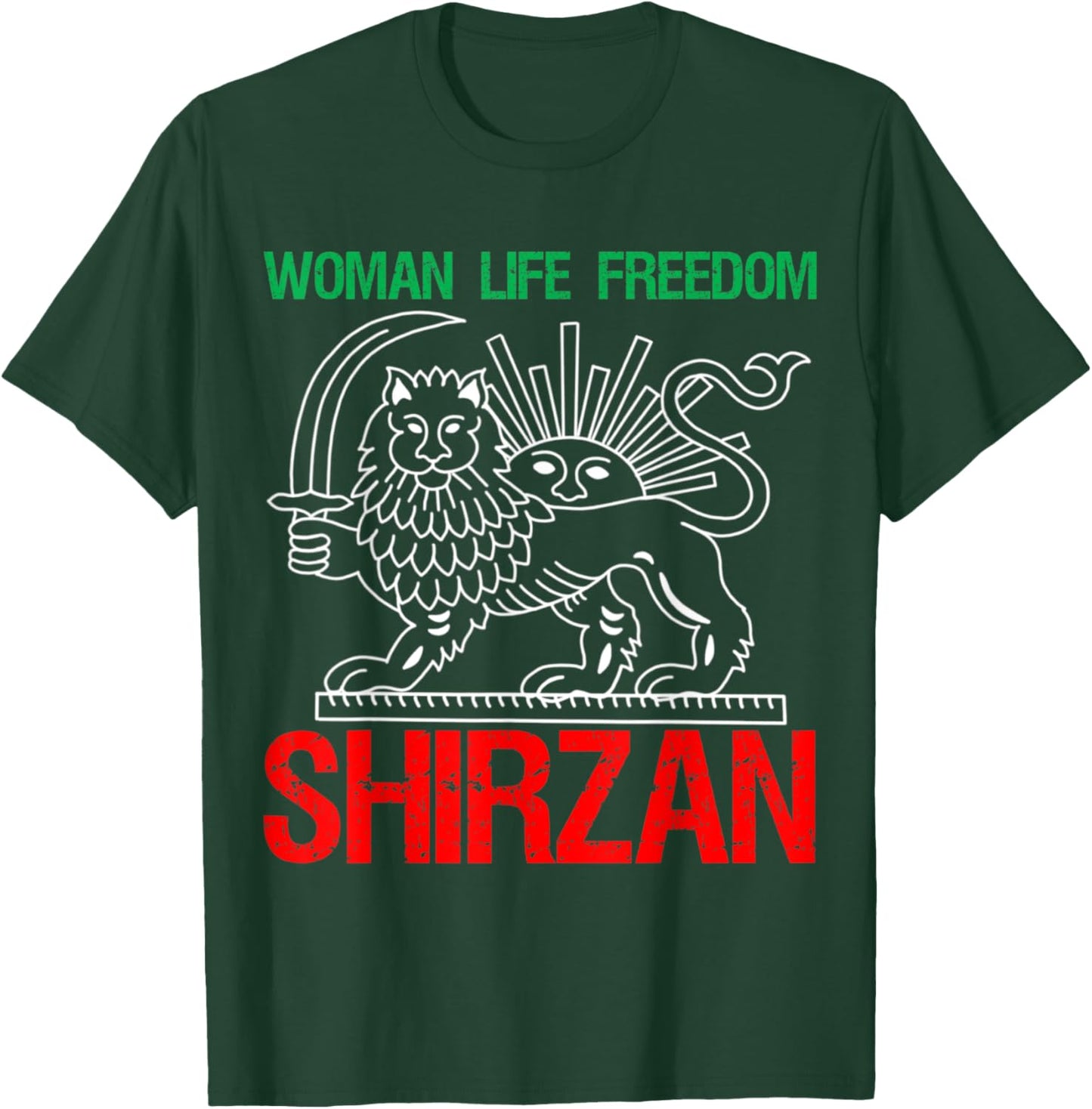 Woman Life Freedom Iran Shirzan Lion & Sun Vintage T-Shirt - T-Shirt | Forest