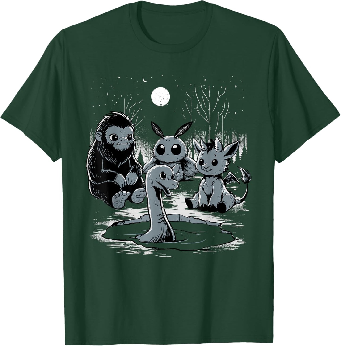 Cryptid Shirt Bigfoot Loch Ness Monster Mothman Jersey Devil T-Shirt - T-Shirt | Forest