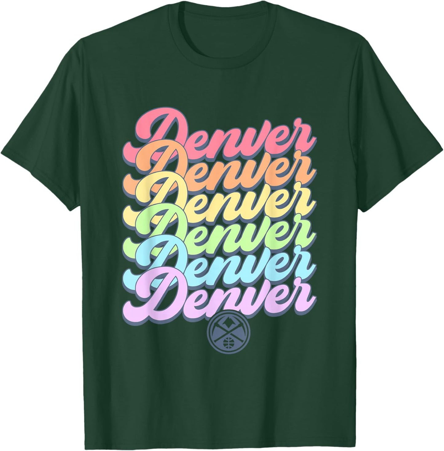 NBA Denver Nuggets Pastel Rainbow Pride Stack T-Shirt - T-Shirt | Forest