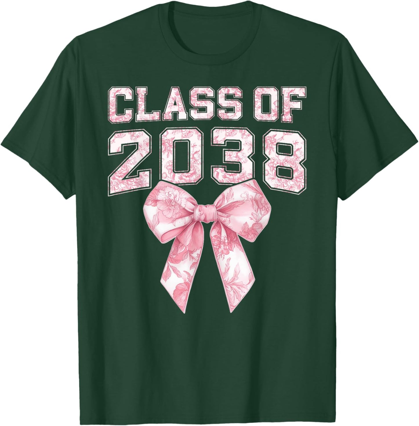 Coquette Bow Preppy Class of 2038 Girly Girl 2038 Graduation T-Shirt - T-Shirt | Forest