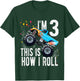 Kids 3 Year Old Shirt 3rd Birthday Boy Monster Truck Car T-Shirt - T-Shirt | Forest