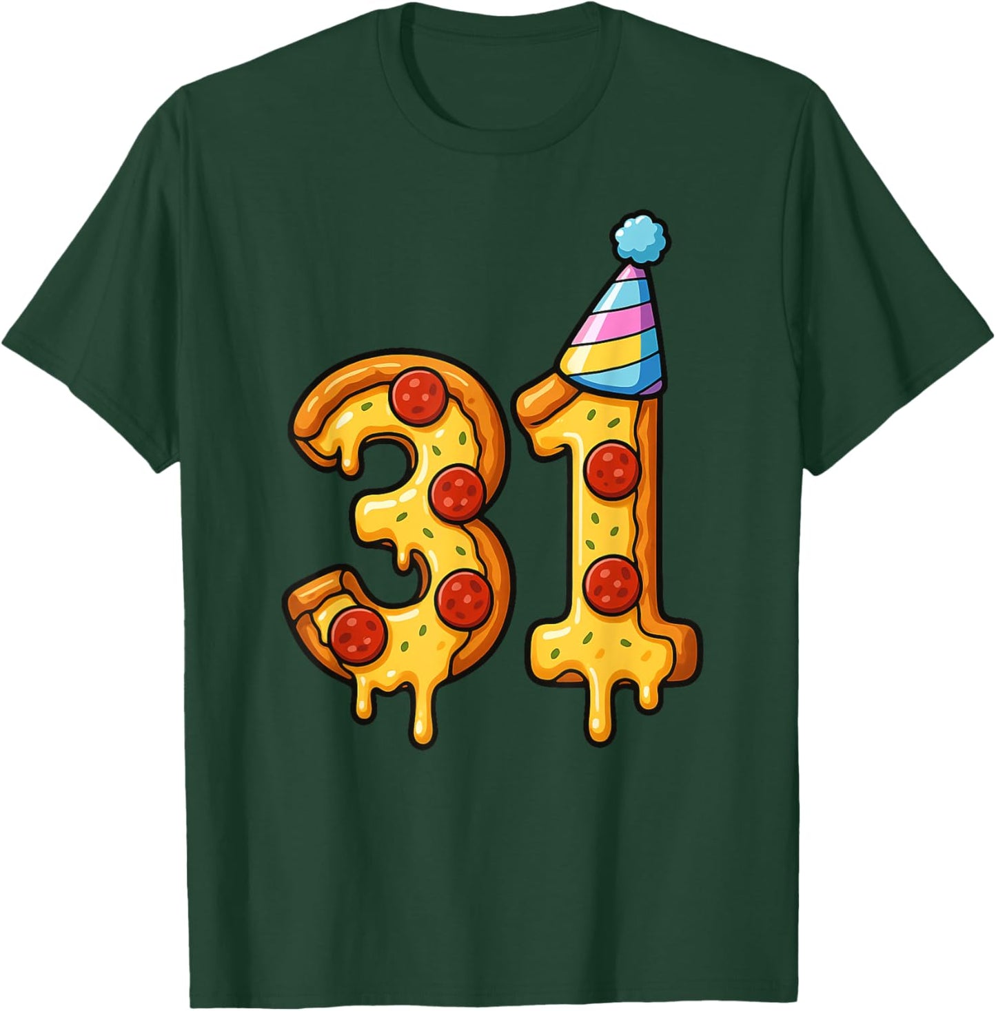 Pizza 31th Birthday 31 Years Old Party Hat Bday Boys Girls T-Shirt - T-Shirt | Forest