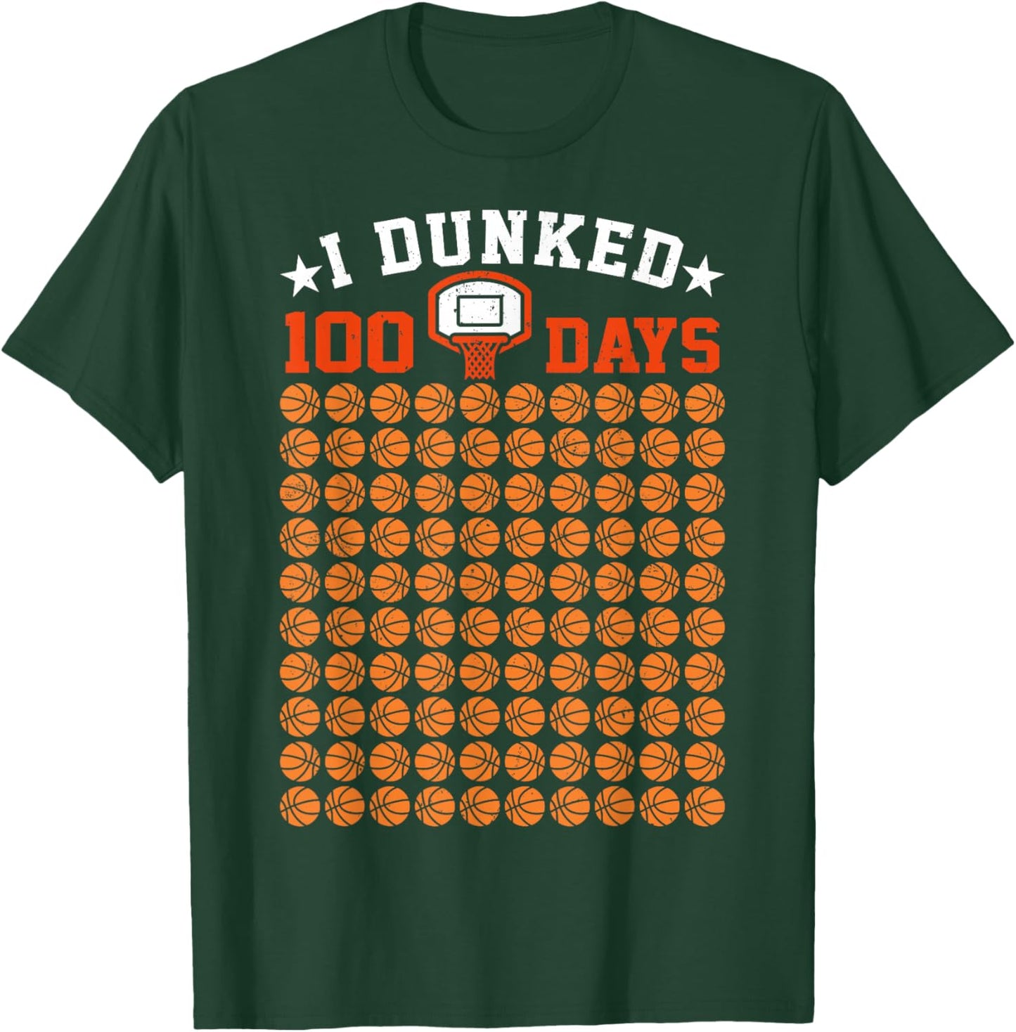 I Dunked 100 Days Of School Basketball 100th Day Boys Kids T-Shirt - T-Shirt | Forest