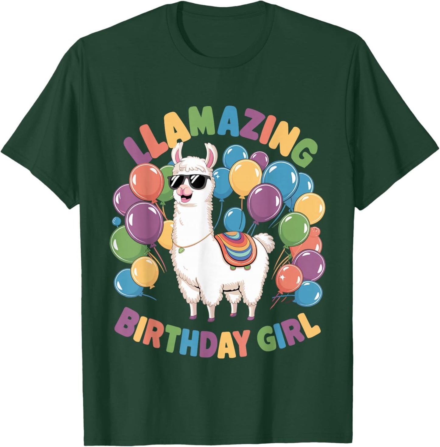 Llama Birthday LLamazing Party Alpaca Balloons T-Shirt - T-Shirt | Forest