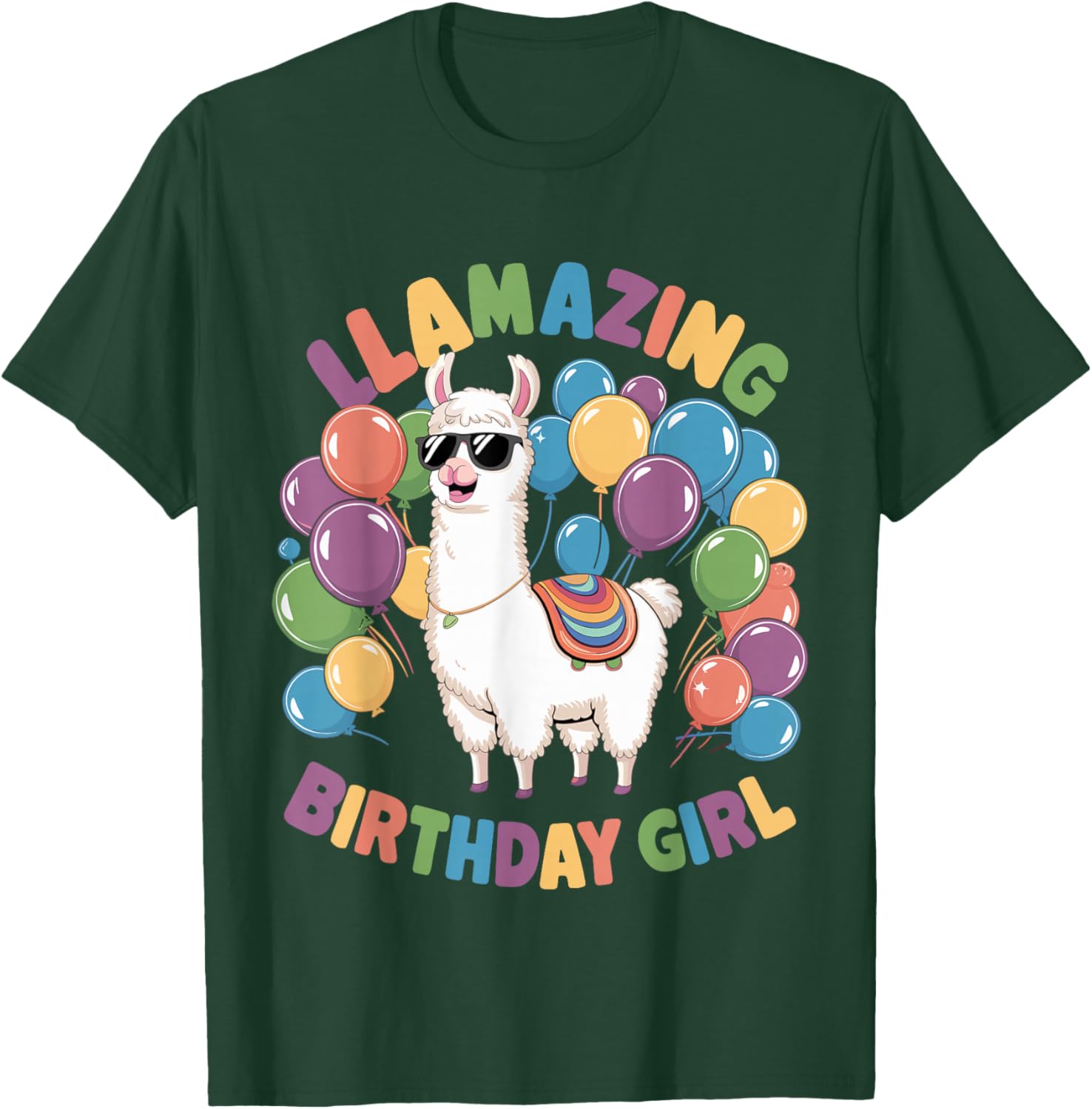 Llama Birthday LLamazing Party Alpaca Balloons T-Shirt - T-Shirt | Forest