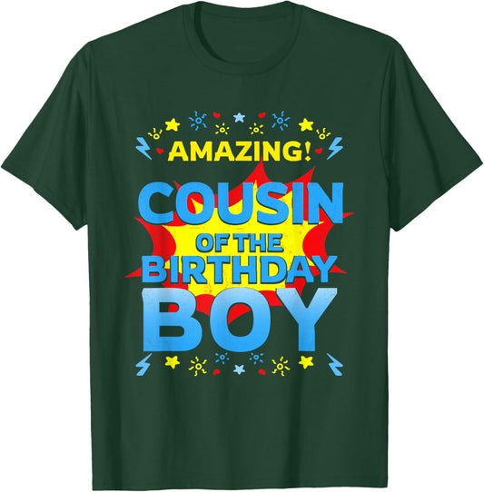 Amazing Cousin Of The Birthday Boy Superhero Comic Family T-Shirt - T-Shirt | Forest