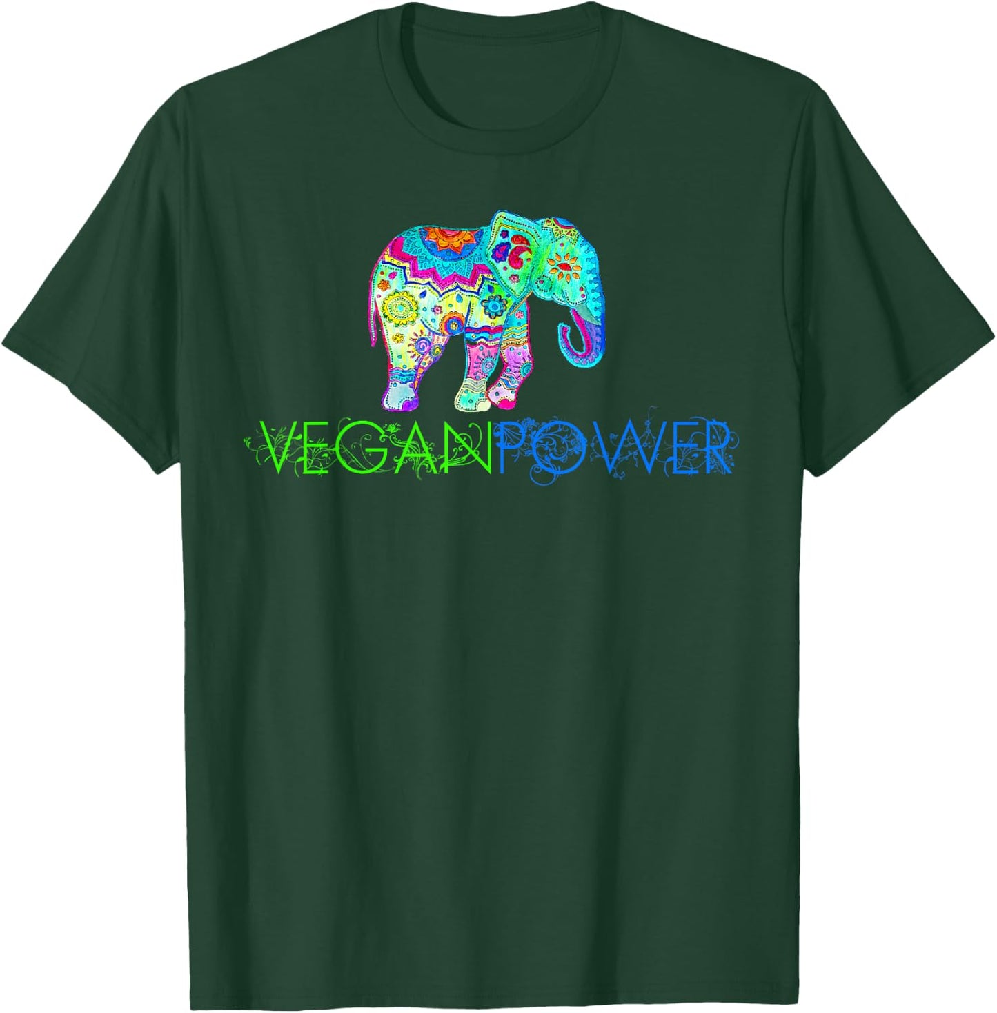 Vegan Power Elephant Mandala, Vegan Gifts 2023 2024 T-Shirt - T-Shirt | Forest