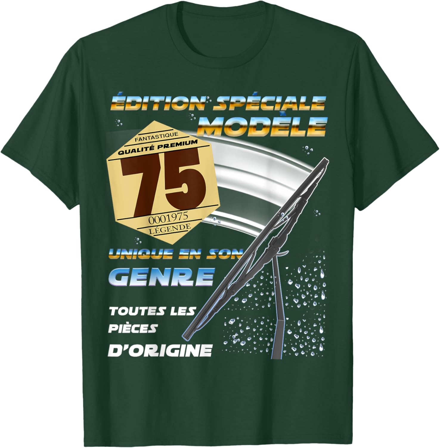 Birthday 50 Years Man Woman Vignette Auto 75 1975 , Black, S T-Shirt - T-Shirt | Forest