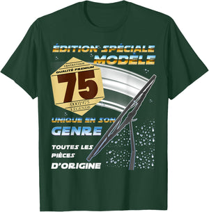 Birthday 50 Years Man Woman Vignette Auto 75 1975 , Black, S T-Shirt - T-Shirt | Forest