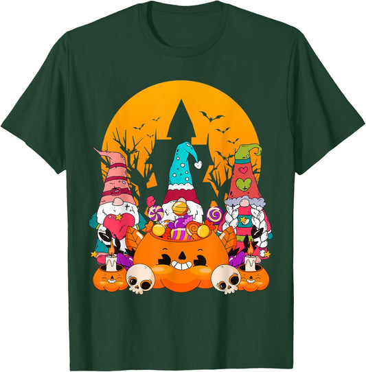 Three Gnomes Happy Halloween Costume Fall Candy Corn Pumpkin T-Shirt - T-Shirt | Forest