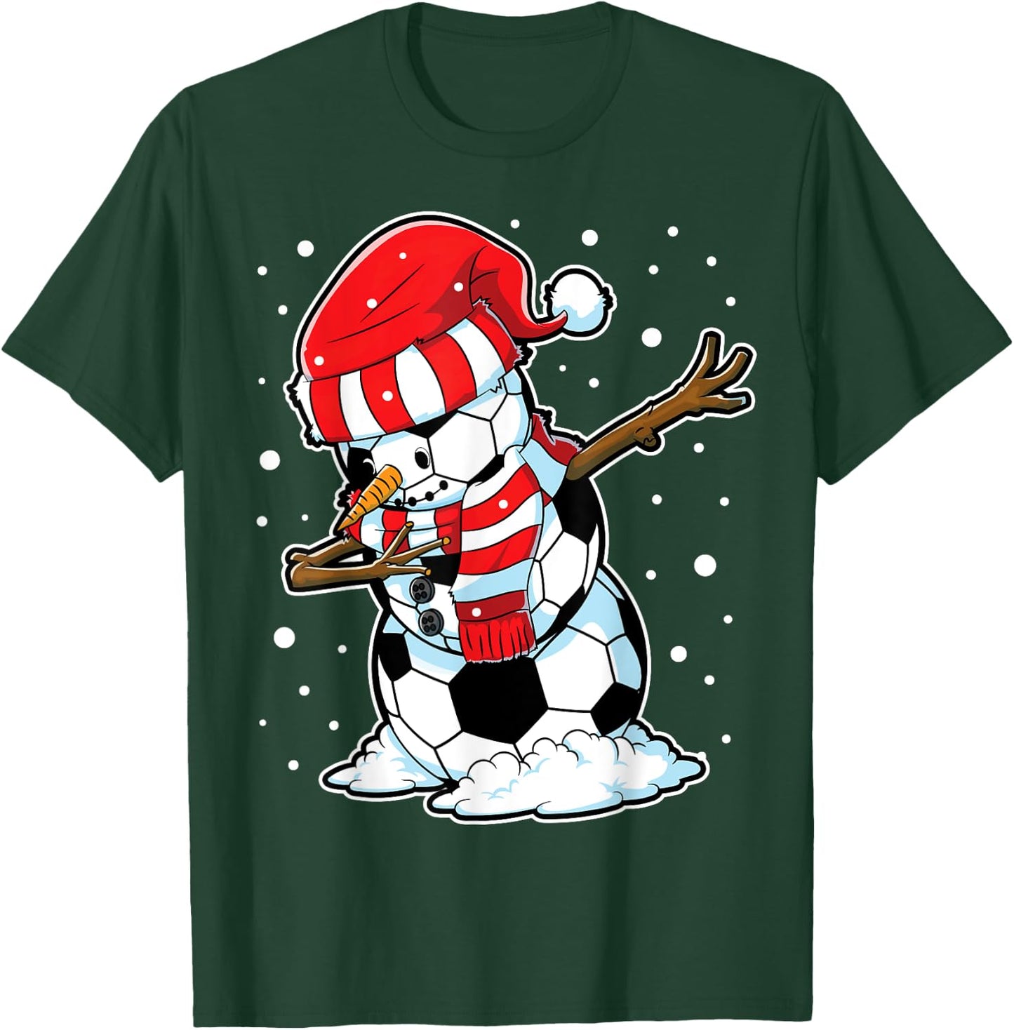 Soccer Christmas Snowman Dabbing Ball Santa Boys Girls Men T-Shirt - T-Shirt | Forest