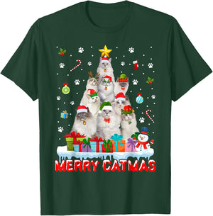 Funny Ragdoll Cat Lovers Cute Holiday Christmas Tree T-Shirt - T-Shirt | Forest
