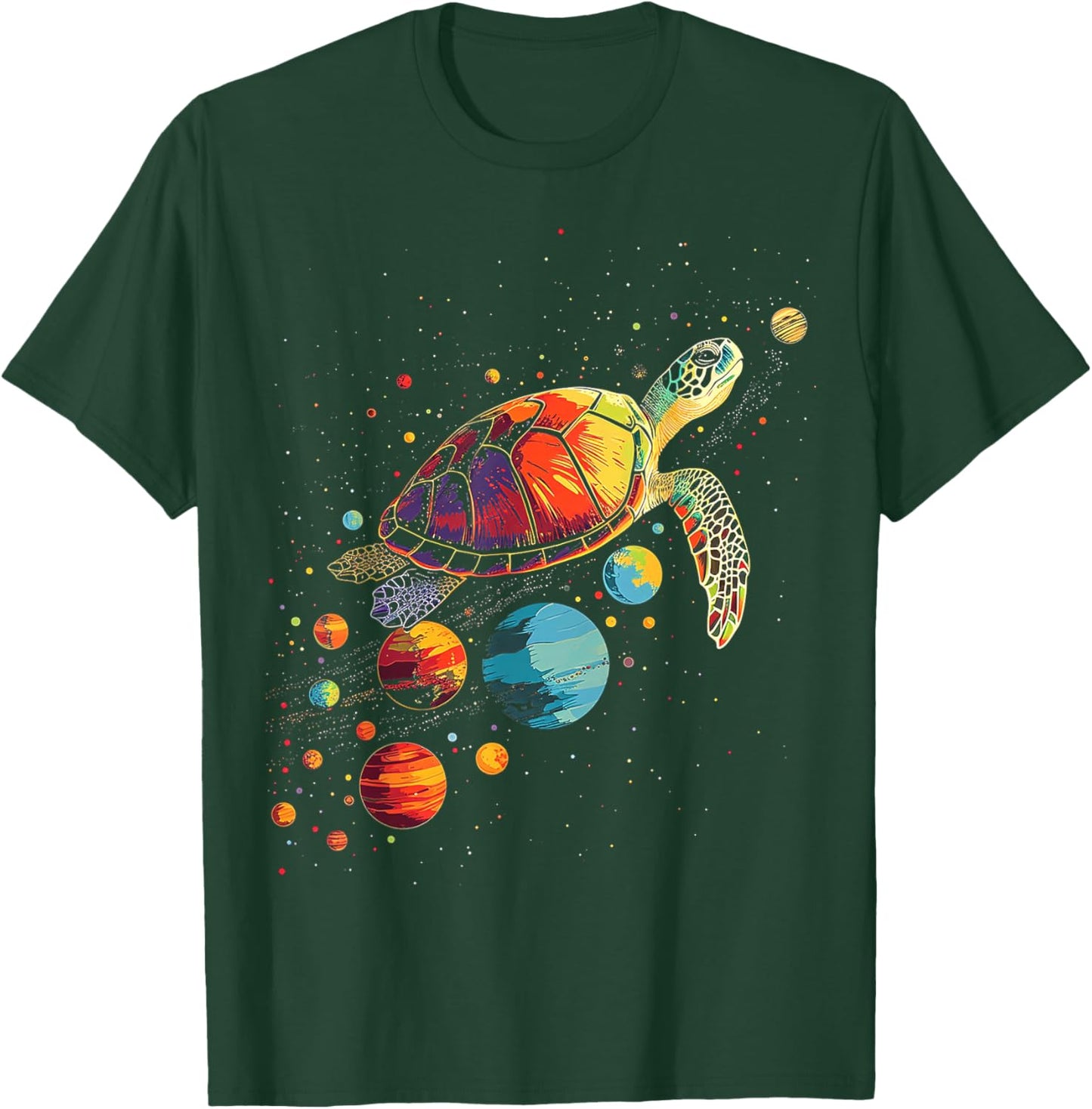 Turtler Planets Art Animal Colorful Graphic Turtle T-Shirt - T-Shirt | Forest