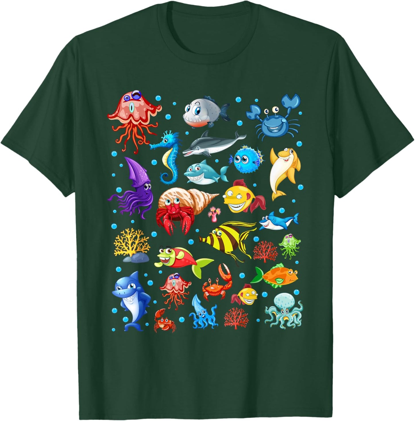 Cute Sea Animals Kids Children Ocean Creatures Clownfish T-Shirt - T-Shirt | Forest