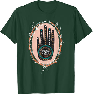 Hamsa Hand of Fatima Henna Tribal Boho Graphic Girl Women T-Shirt - T-Shirt | Forest