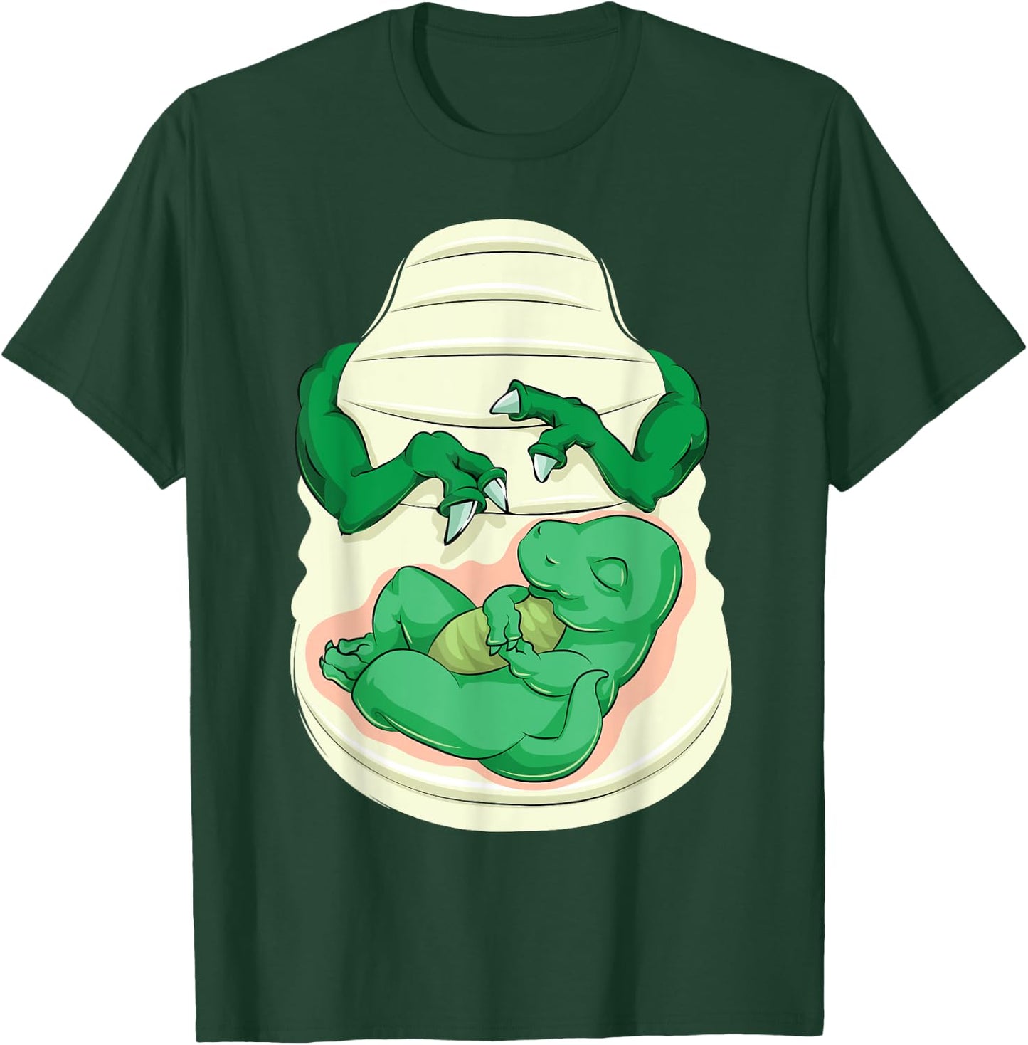Cool Pregnant Dinosaur Halloween Costume Funny Lazy DIY Gift T-Shirt - T-Shirt | Forest