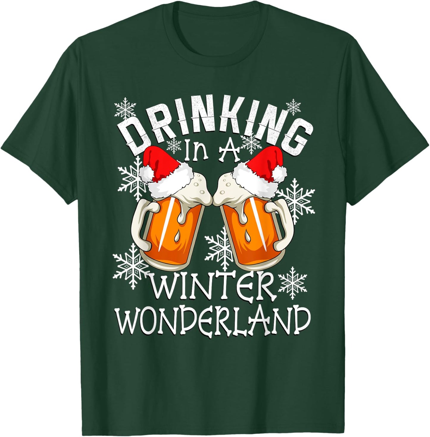 Drinking Christmas Shirt DRINKING IN A WINTER WONDERLAND T-Shirt - T-Shirt | Forest