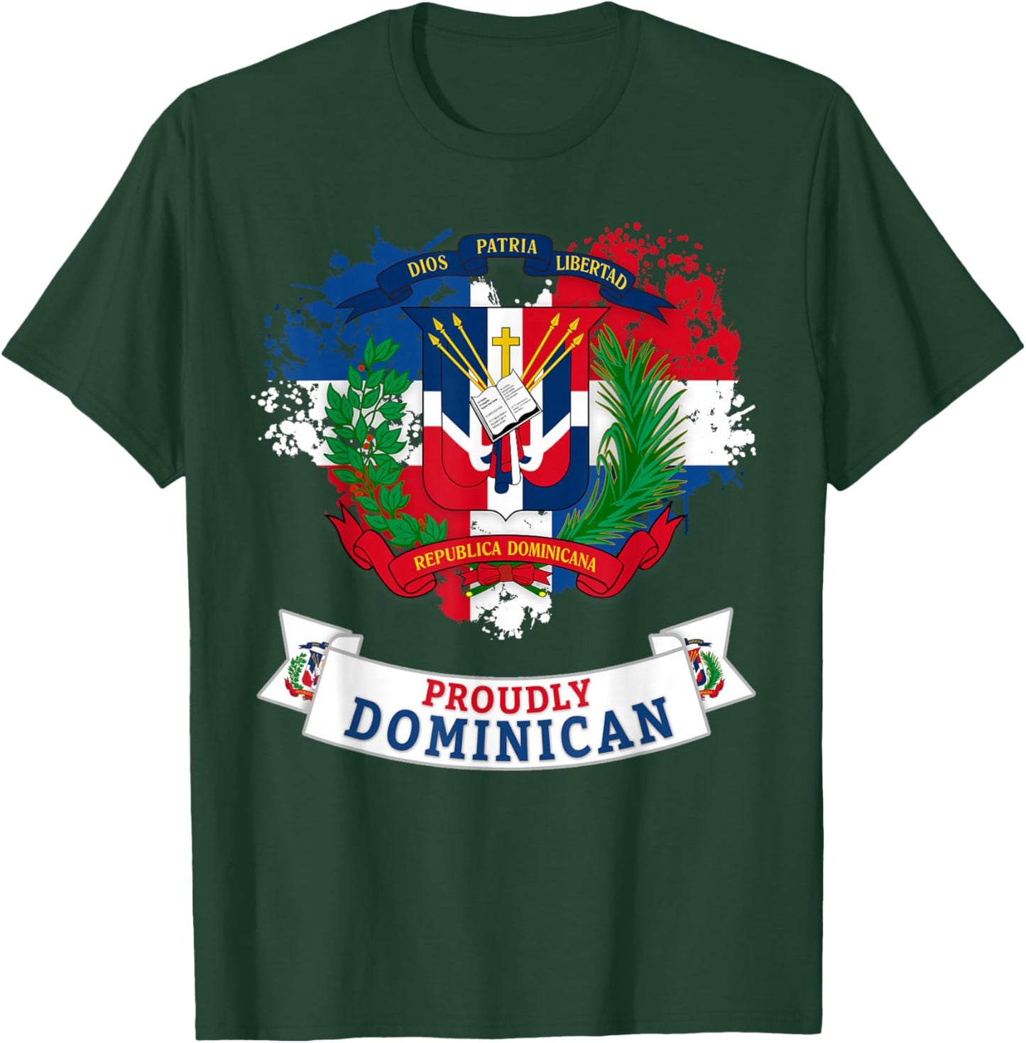Coat of Arms Republica Dominicana For Kids & Dominican Flag T-Shirt - T-Shirt | Forest