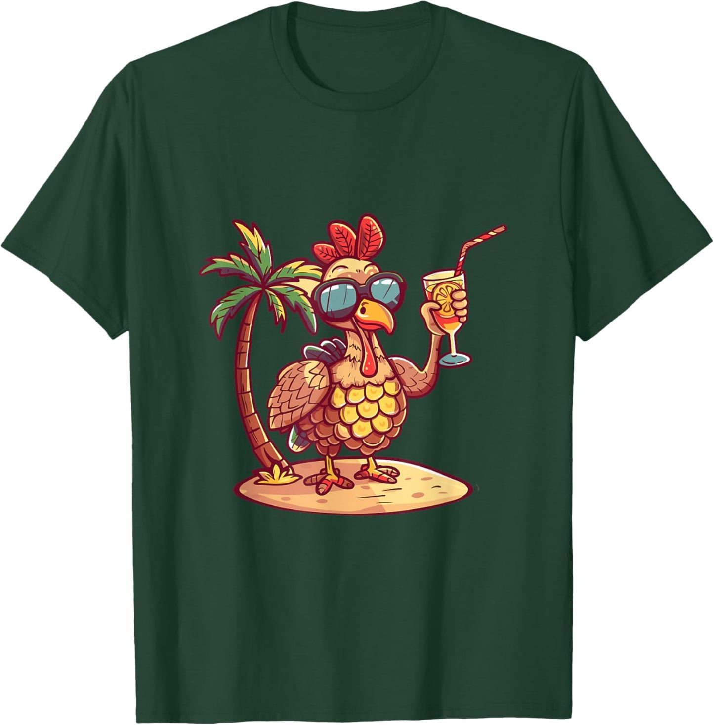 Cute Turkey On Vacation Summer Party Women Kids T-Shirt - T-Shirt | Forest