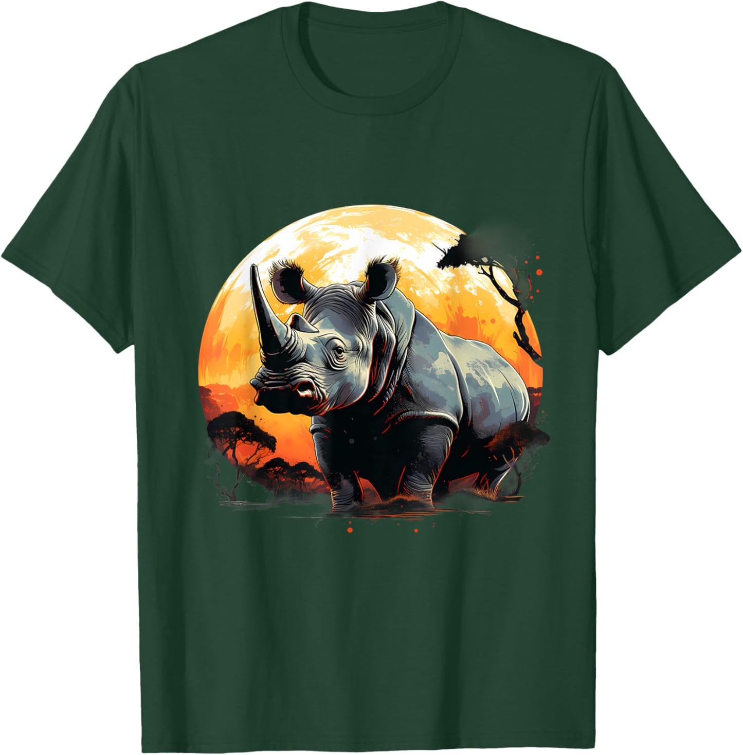 Rhino Nature Animal Art Rhinoceros Wildlife Motif Savanna T-Shirt - T-Shirt | Forest