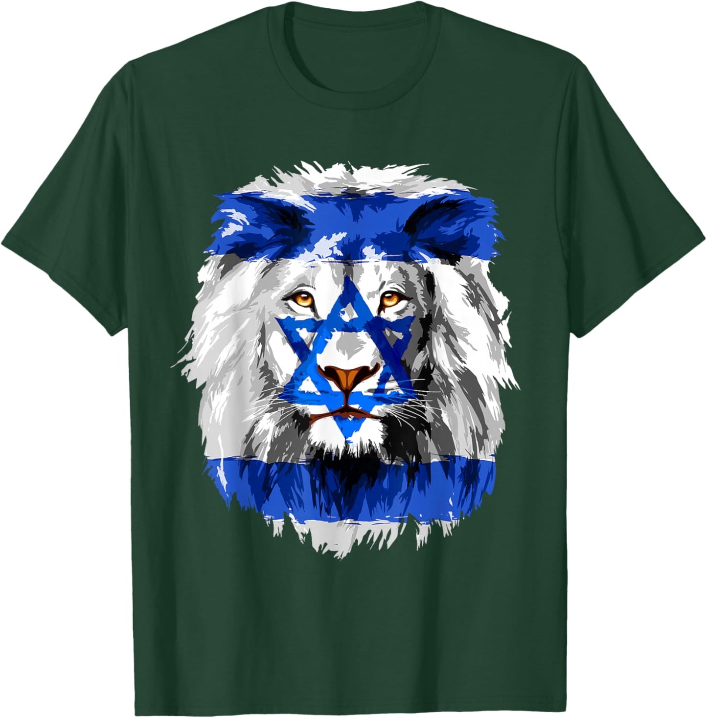 Jew Star Of David Lion Head Patriotic Jewish Flag Kids Men T-Shirt - T-Shirt | Forest