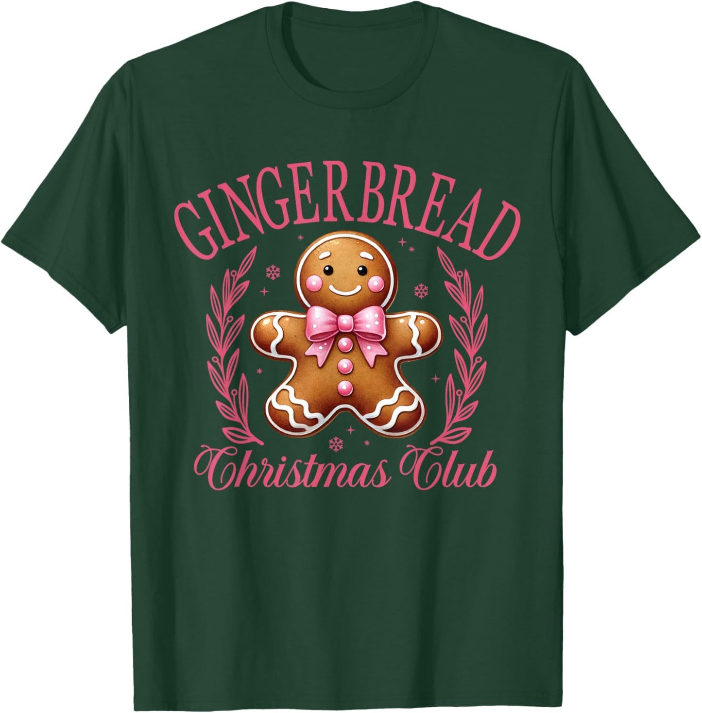 Coquette Bow Pink Gingerbread Christmas Girl Women Xmas T-Shirt - T-Shirt | Forest