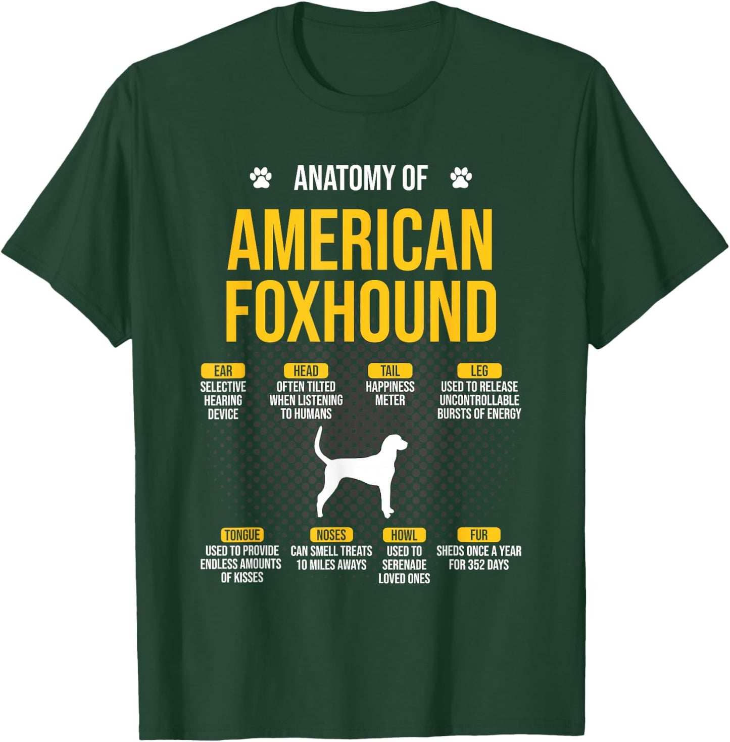 Anatomy of American Foxhound Dog Lover T-Shirt - T-Shirt | Forest