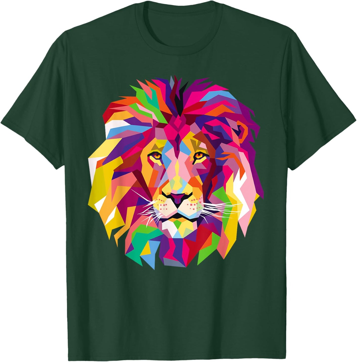 Elegant, Cool Lion Head Design with Bright Colorful T-Shirt - T-Shirt | Forest