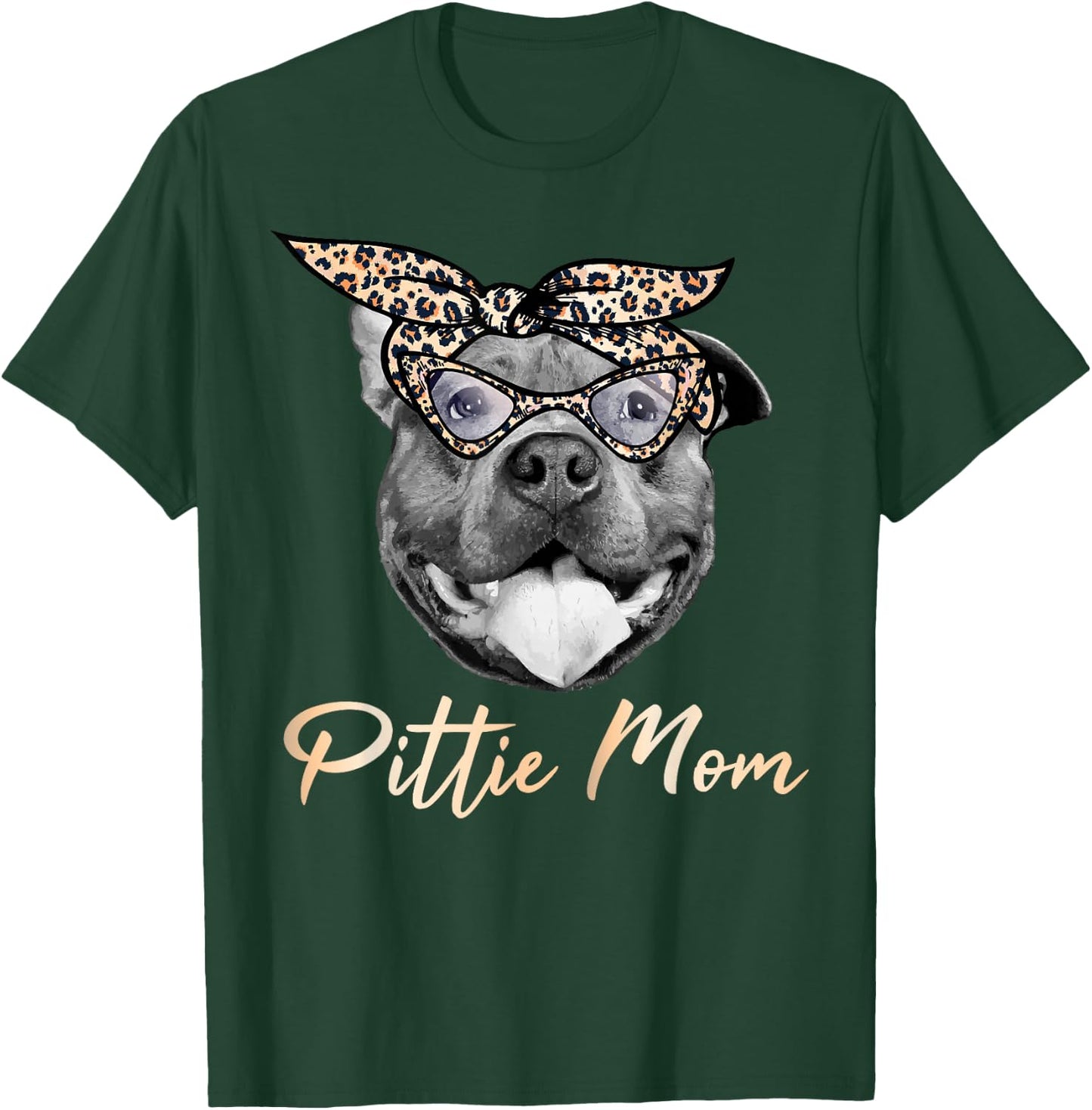 Pittie Mom Pitbull Mama Leopard Pattern Pit Bull Dog Momma T-Shirt - T-Shirt | Forest