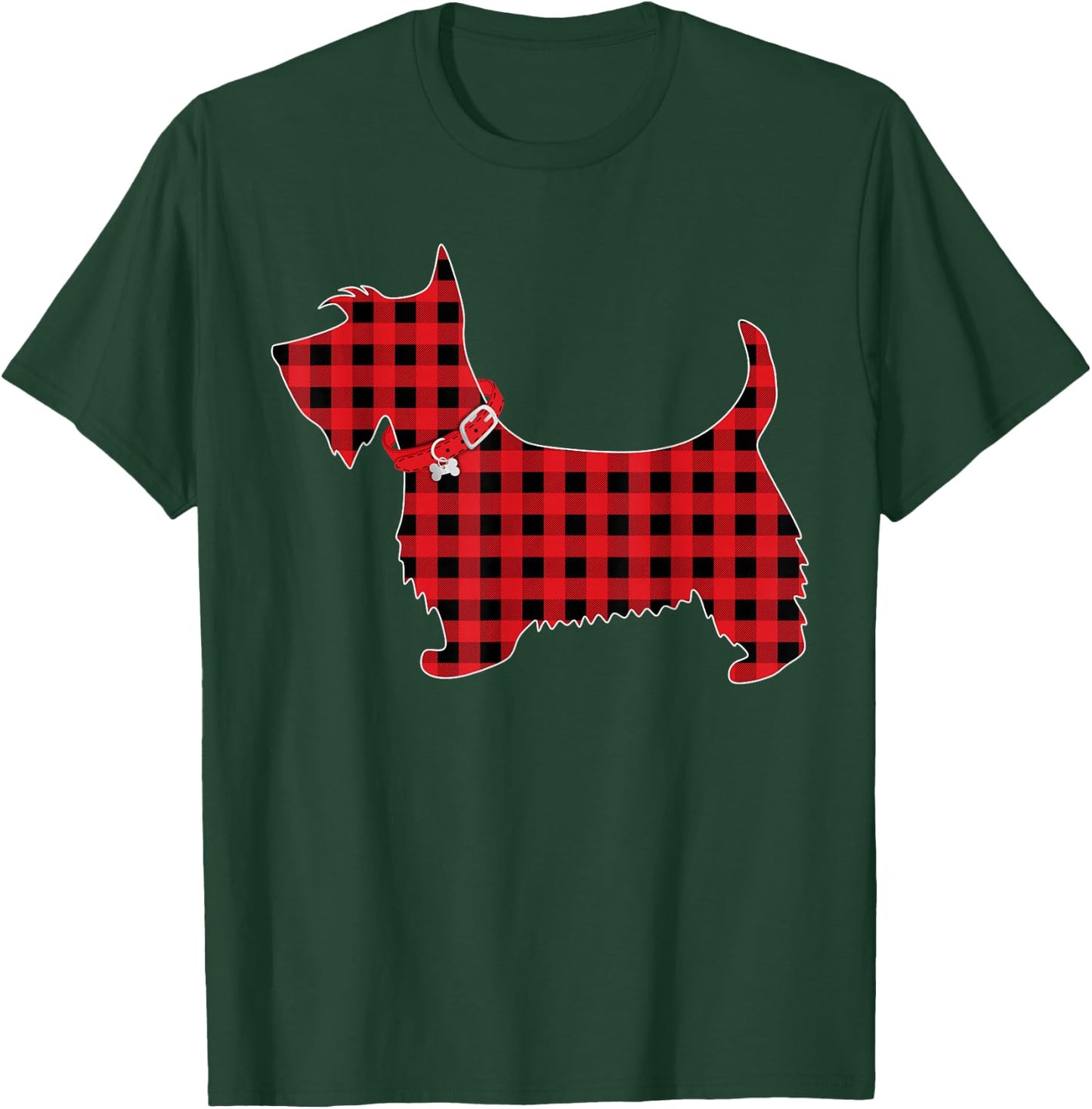 Family Matching Buffalo Plaid Scottie Dog Christmas Pajama T-Shirt - T-Shirt | Forest