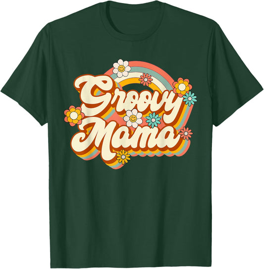 Retro Groovy Mama Family Birthday 60s 70s Hippie Costume T-Shirt - T-Shirt | Forest