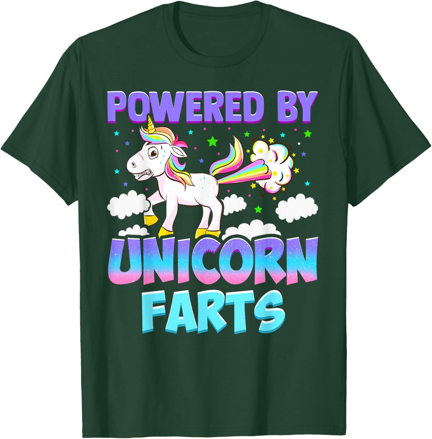 Powered by Unicorn Farts - Unicorn Gift T-Shirt - T-Shirt | Forest