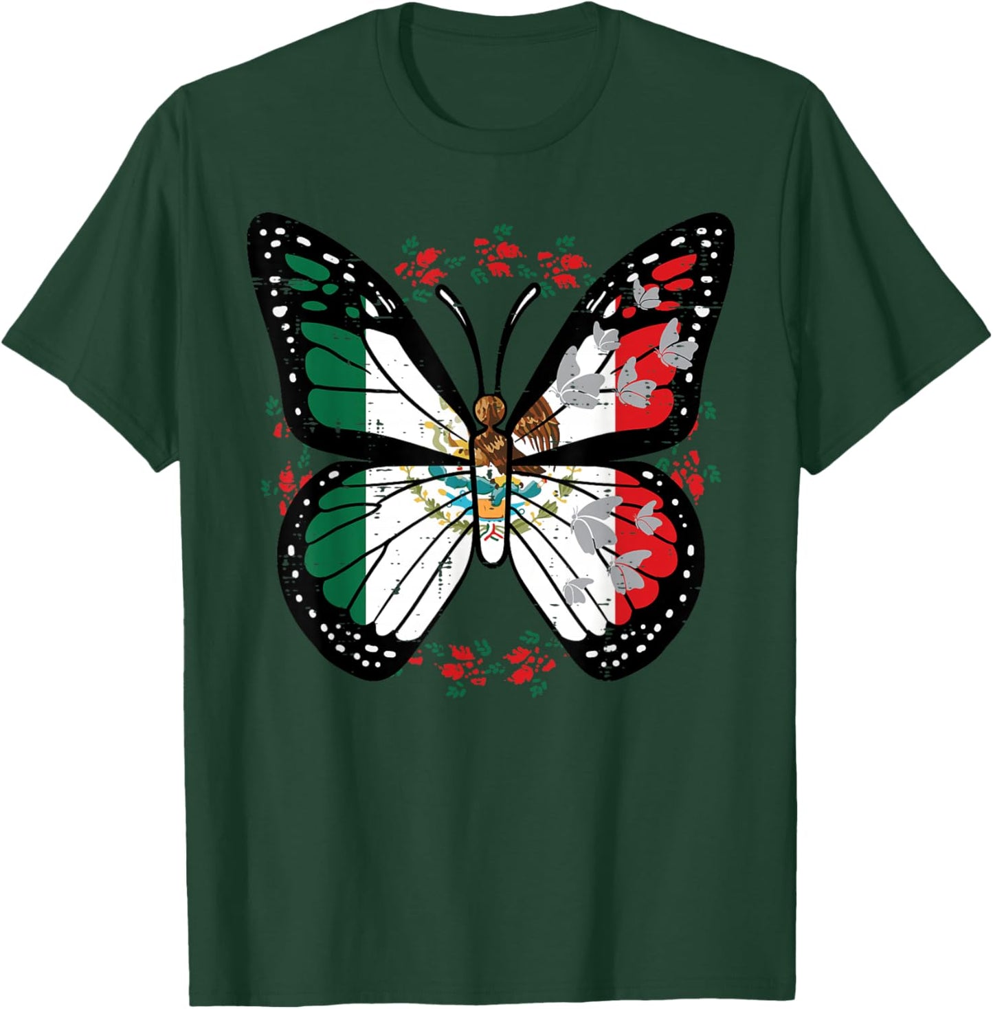 Mexican Independence Day Butterfly Mexico Women Girls Kids T-Shirt - T-Shirt | Forest