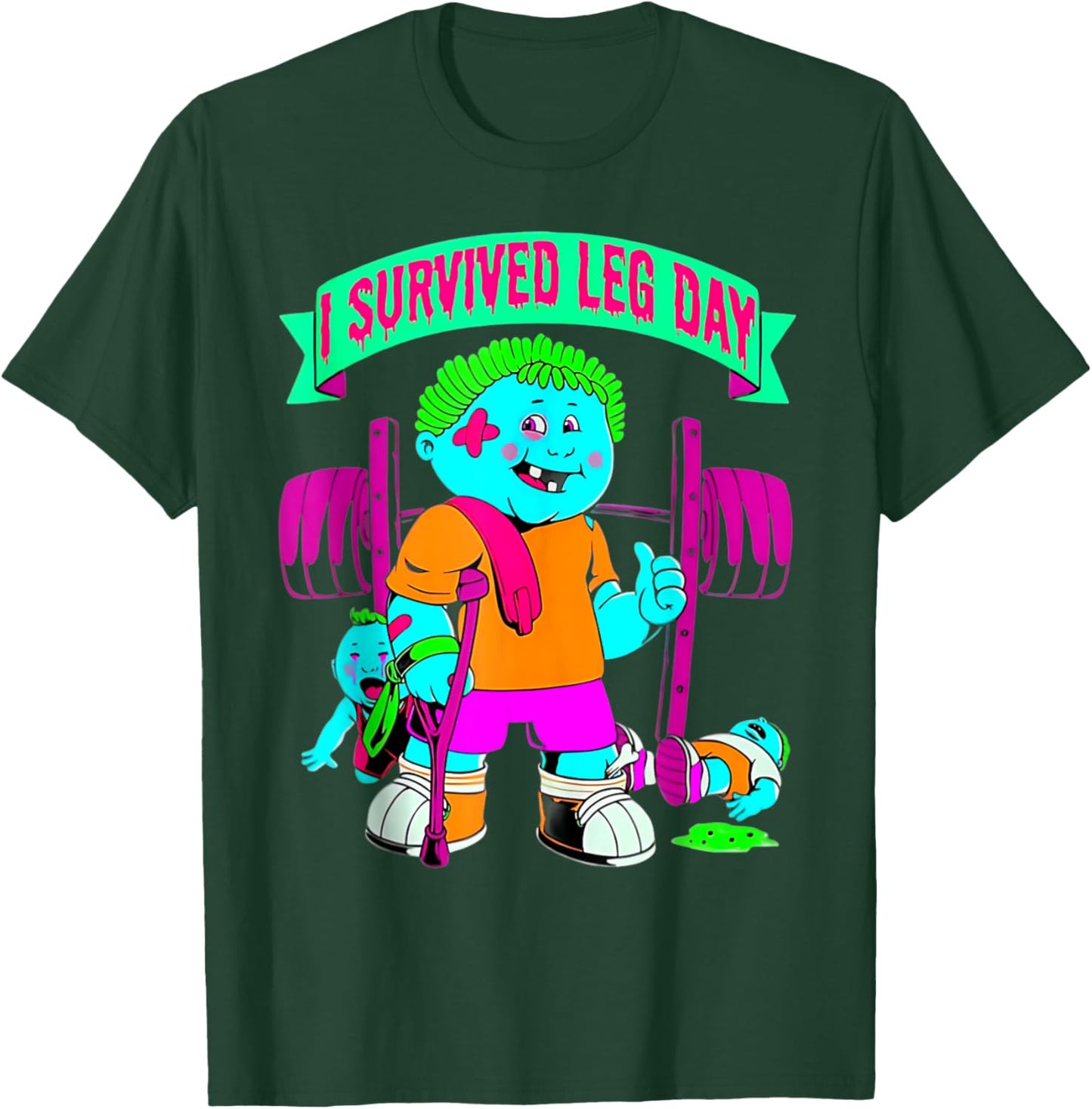 I Survived Leg Day Weightlifting Bodybuilding Fitness Gym T-Shirt - T-Shirt | Forest