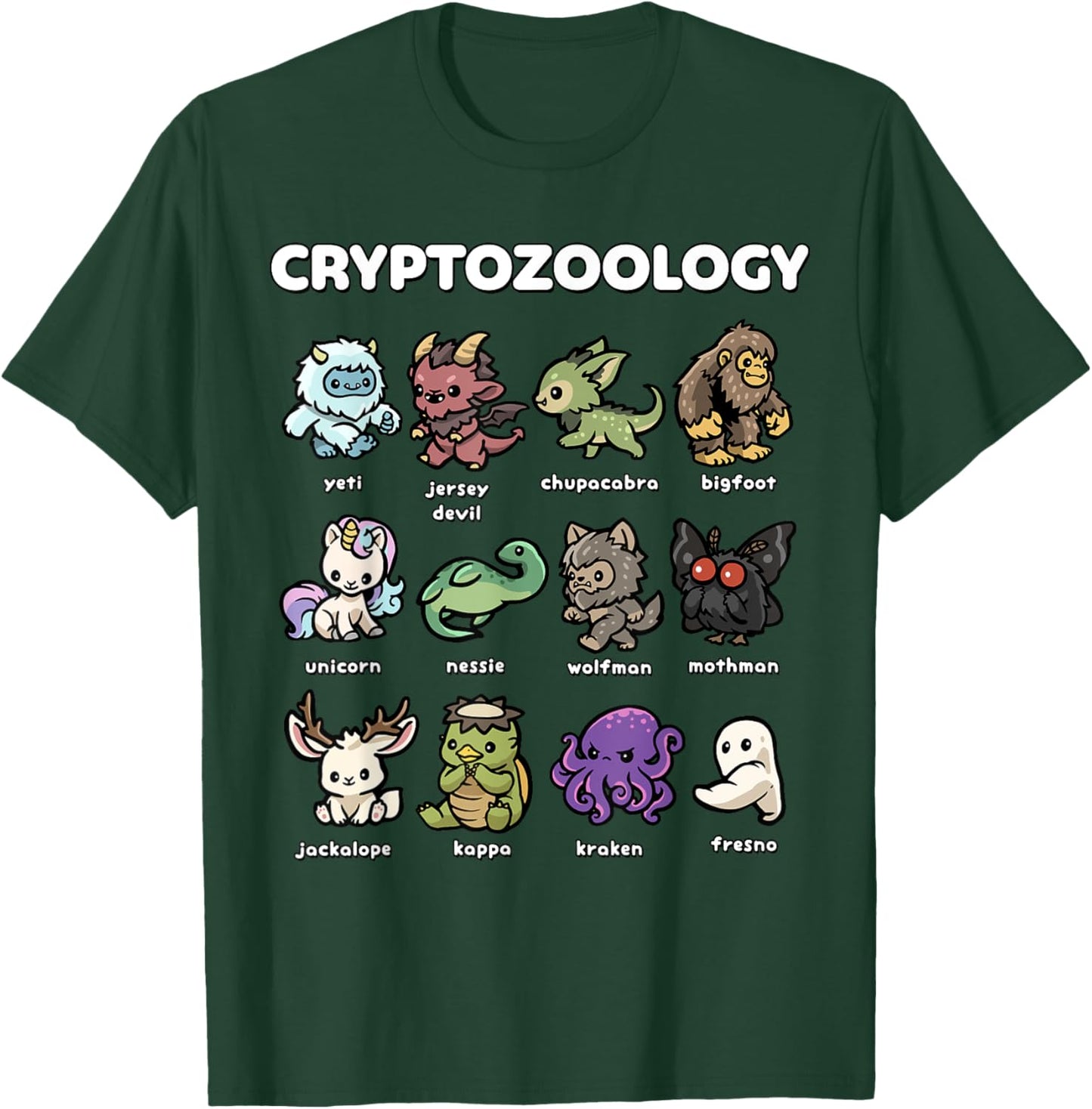 Cute Cryptozoology Creatures Kawaii Mythical Beasts T-Shirt - T-Shirt | Forest