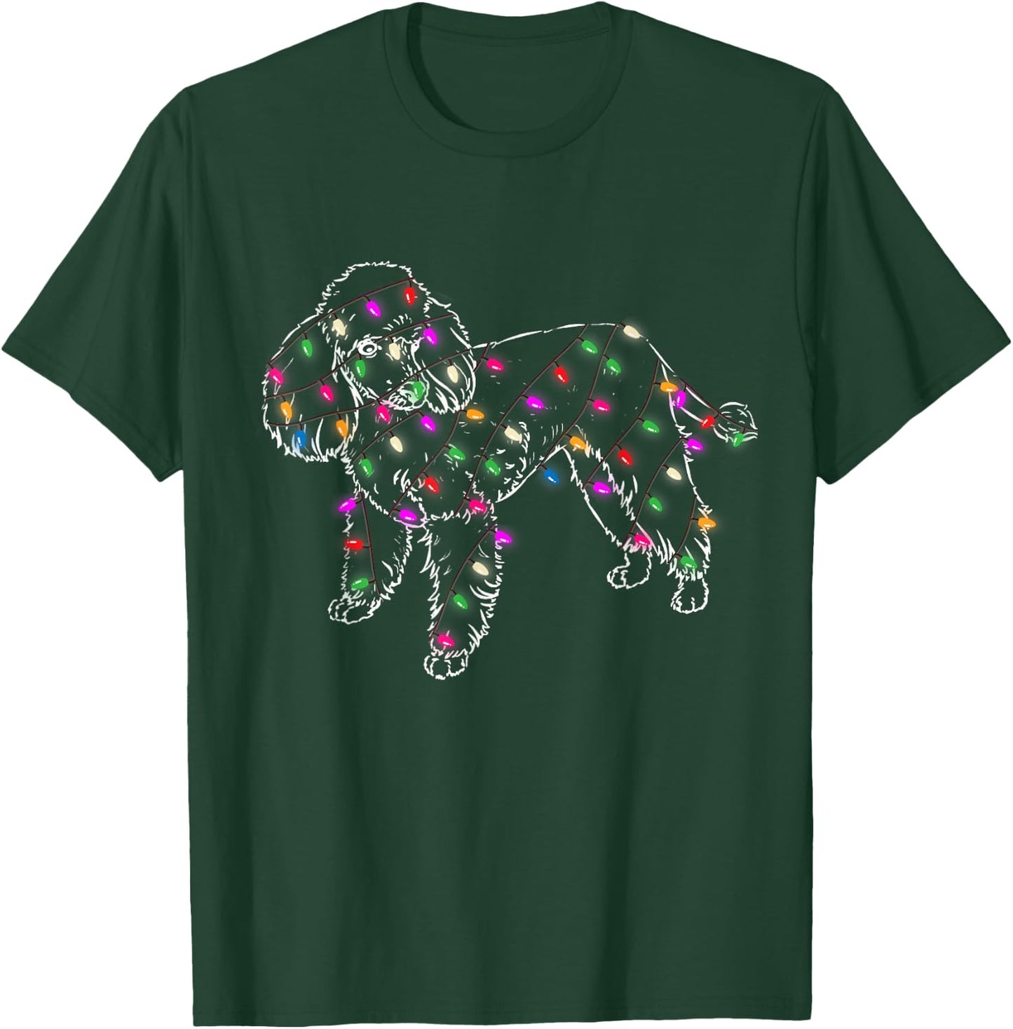 Funny Poodle Dogs Light Christmas Pet Animal Dog Gifts Men Women Kids T-Shirt - T-Shirt | Forest