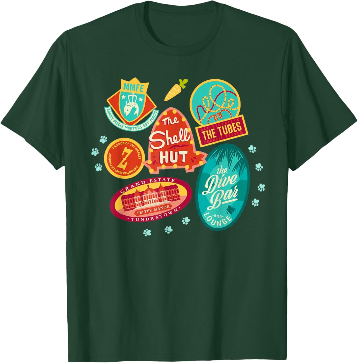 Disney Zootopia 2 Nick & Judy's City Tour Locations T-Shirt - T-Shirt | Forest